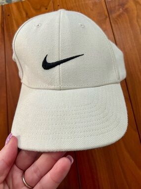 Sale! Nike White Strapback Hat with Black Swoosh